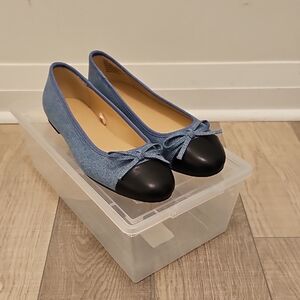 GAP Blue and Black Flats with Decorative Bow